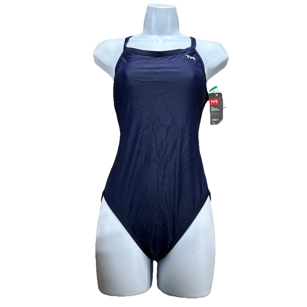 TYR Tyreco women's Swimsuit One Piece 36 Navy Blue Msrp 69.99